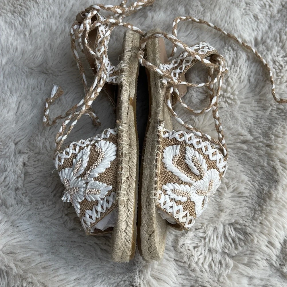 Johnny Was X Antik Batik Tori Tan and White Women's Sandals